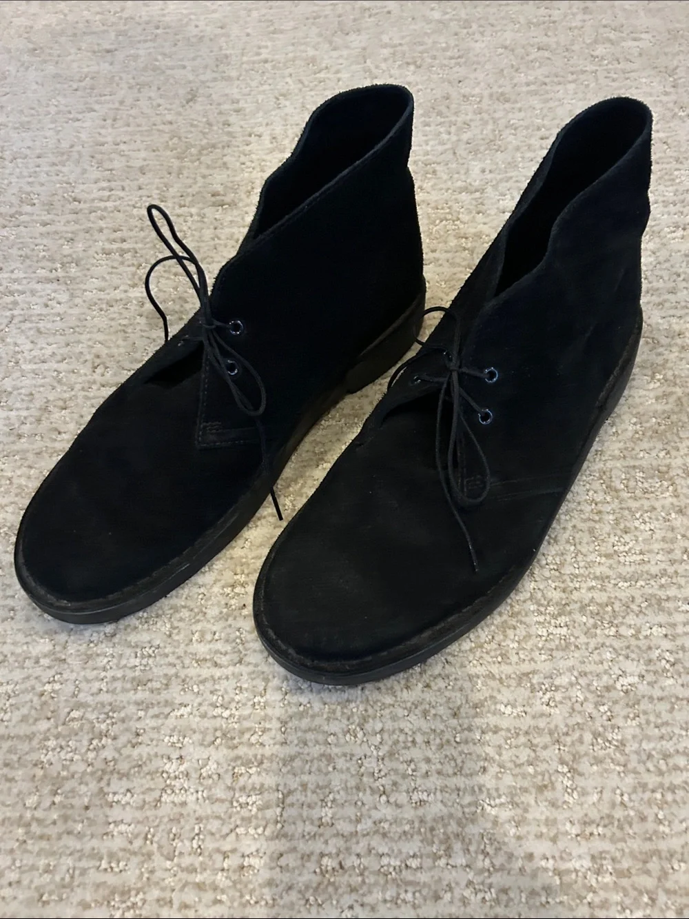 Clarks black suede